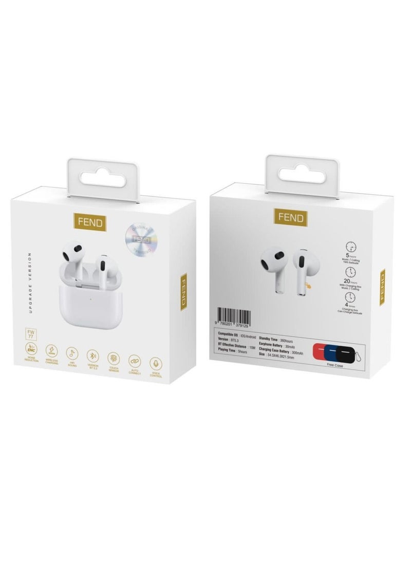 FEND - FEND FW77 High Bass In-Ear Wireless Bluetooth Earbuds With Noise Reduction, Touch Sensor and Volume Control Designed For i Phone 13 - Image 1
