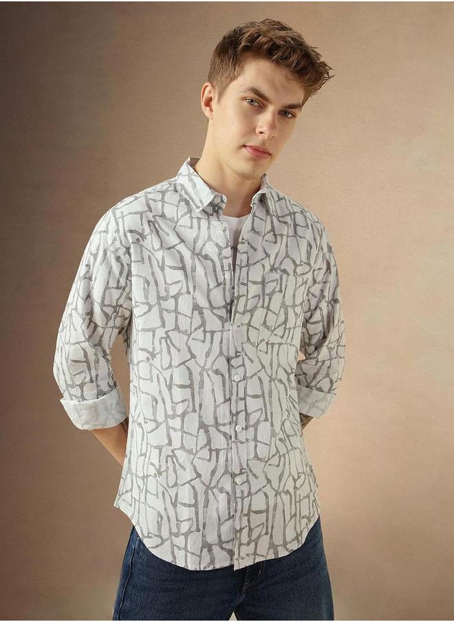 Dennis Lingo Abstract Print Button-Down Shirt by Styli  - Image 1