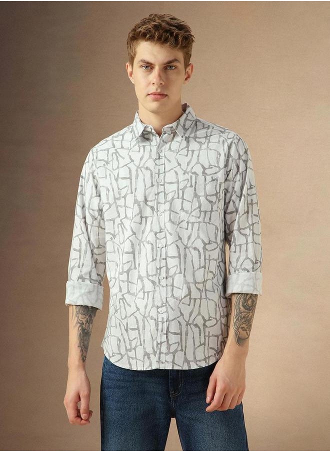 Dennis Lingo Abstract Print Button-Down Shirt by Styli  - Image 5