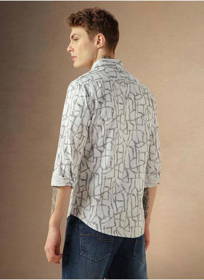 Dennis Lingo Abstract Print Button-Down Shirt by Styli  - Image 4