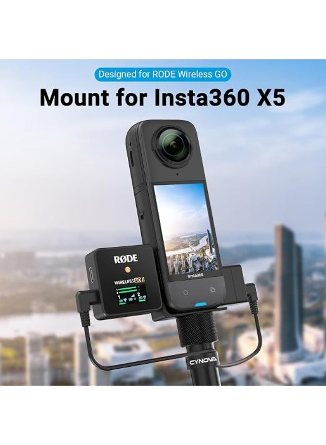 CYNOVA Invisible Mic Cold Shoe for Insta360 X5, RØDE Wireless GO Microphone Holder(with 3.5mm Audio Cable), Insta 360 X5 Accessories - Image 3