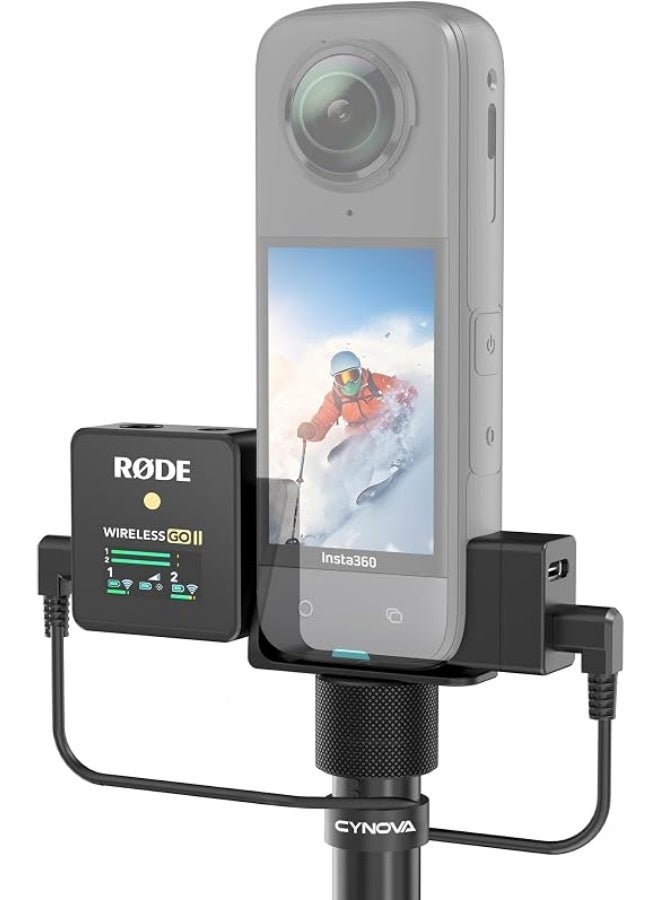 CYNOVA Invisible Mic Cold Shoe for Insta360 X5, RØDE Wireless GO Microphone Holder(with 3.5mm Audio Cable), Insta 360 X5 Accessories - Image 1