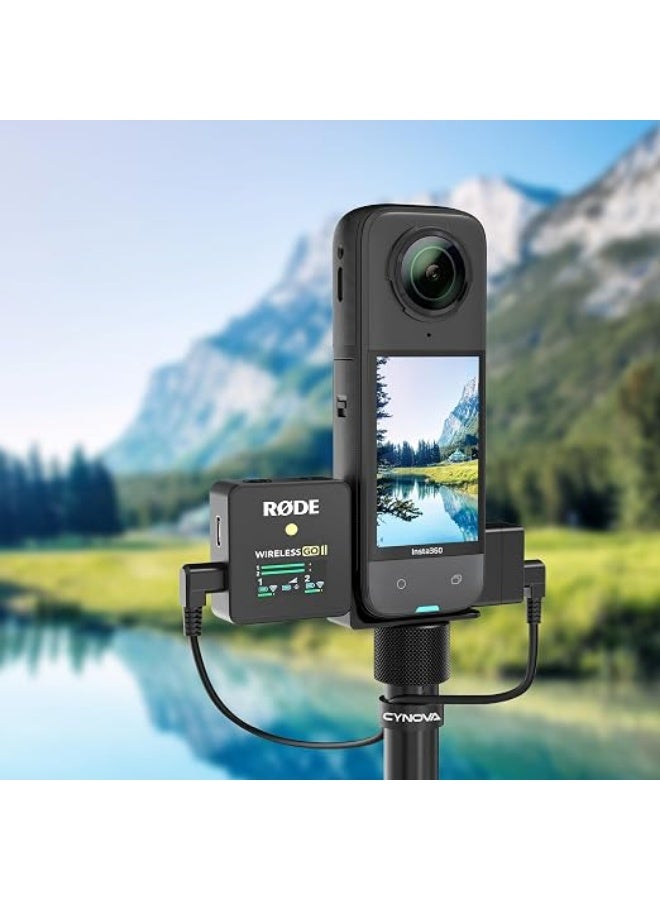 CYNOVA Invisible Mic Cold Shoe for Insta360 X5, RØDE Wireless GO Microphone Holder(with 3.5mm Audio Cable), Insta 360 X5 Accessories - Image 4