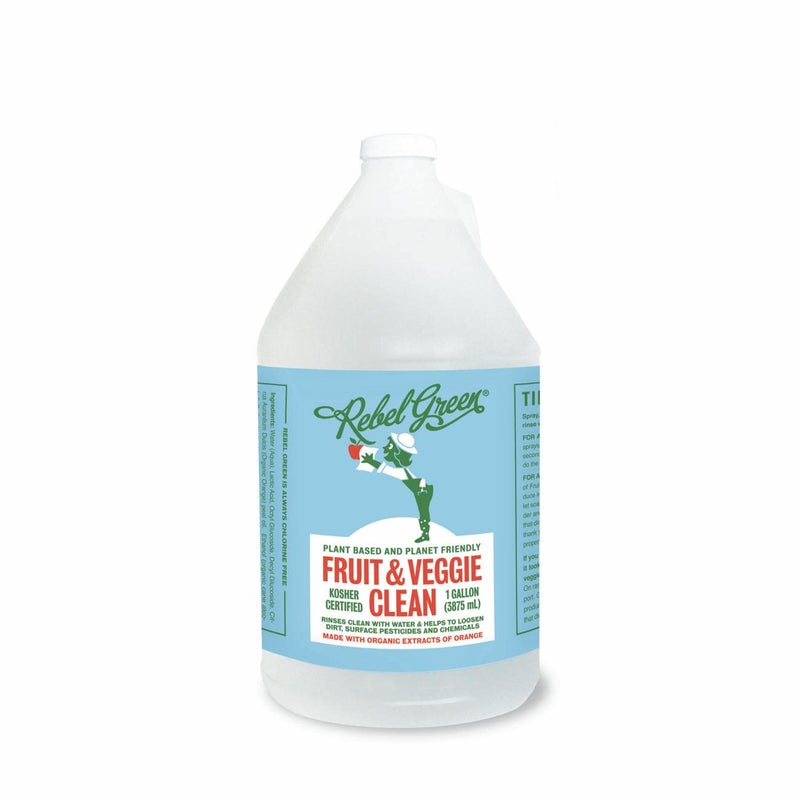 Rebel Green Fruit & Veggie Clean - Plant-Based Produce Cleaner - Natural Fruit and Vegetable Wash with No Aftertaste - Chemical & Wax Removal - Made with Organic Extracts of Citrus - Gallon - Image 1