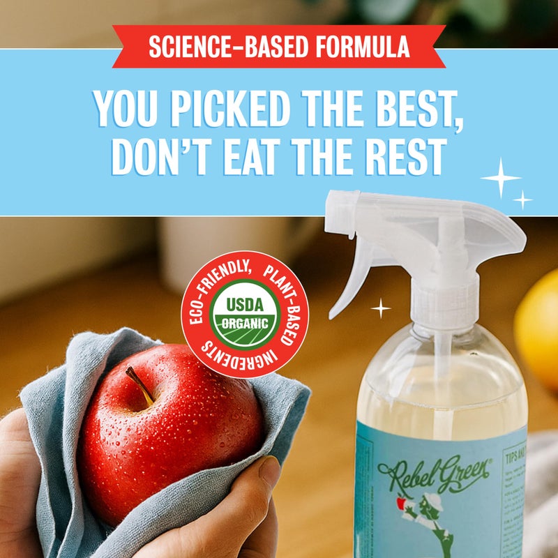Rebel Green Fruit & Veggie Clean - Plant-Based Produce Cleaner - Natural Fruit and Vegetable Wash with No Aftertaste - Chemical & Wax Removal - Made with Organic Extracts of Citrus - Gallon - Image 2