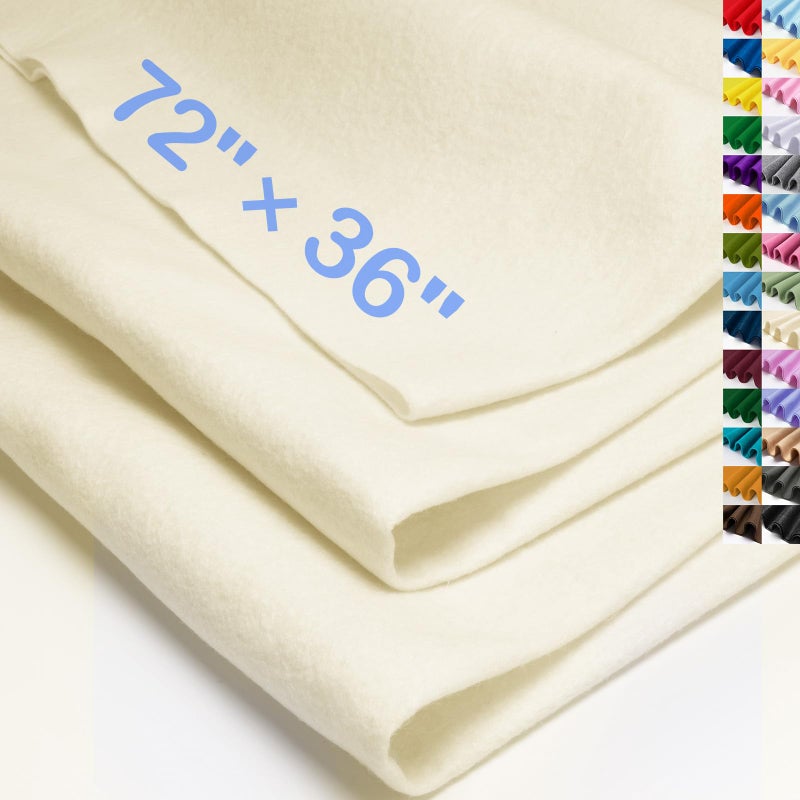 XSEINO Ivory Large Felt Fabric 72" X 36 "(2 Square Yards), 1.4 mm Thick Soft Felt Fabric Sheet for Crafts, White Series Colors Soft Nonwoven Fabric, Fit for Decoration, Sewing, DIY Crafts - Image 1