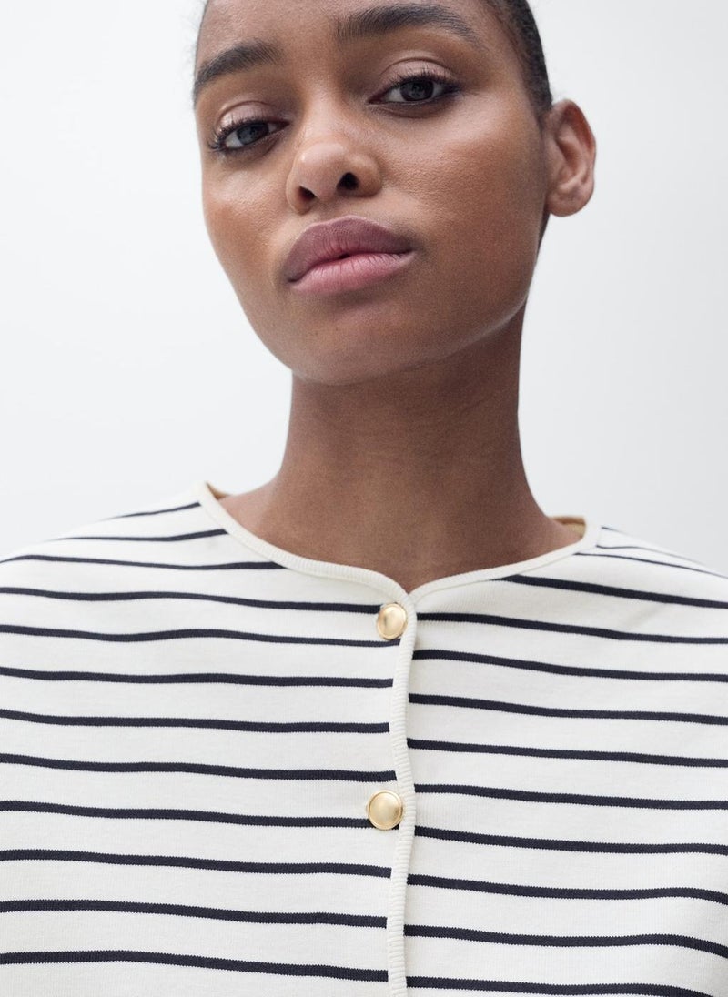 MANGO Casual Short Sleeve Striped Cardigan  - Image 4