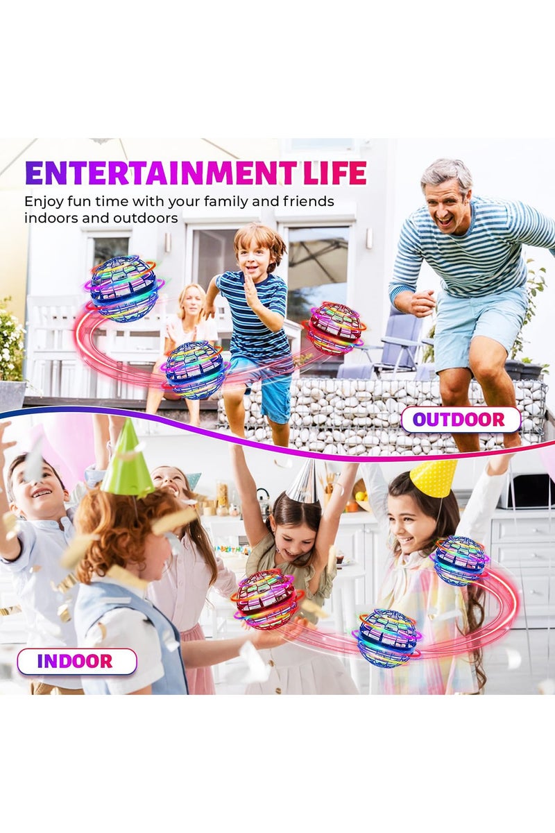 Flying Spinning Ball with LED Lights - Hand Controlled Hovering Toy for Kids and Adults, 360 Degree Rotating Drone Flying Ball - Image 2