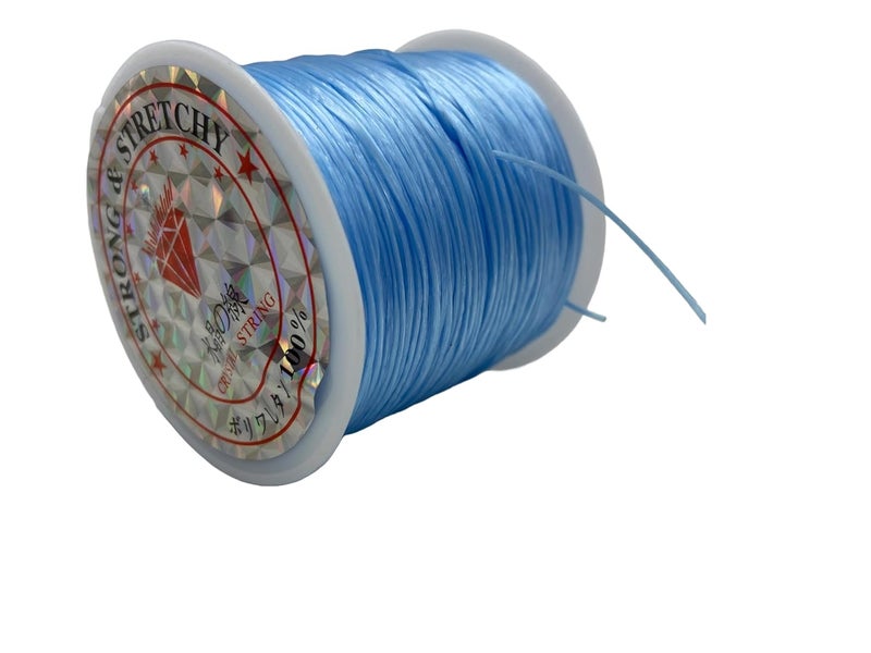 Self Lub Elastic Crystal Stretch Cord for Jewelry Making – Flat Beading Thread for Bracelets, Anklets, DIY Crafts – Durable, Clear Elastic String for Beads & Charms (Blue, 50 Meter, 0.5 mm) - Image 2