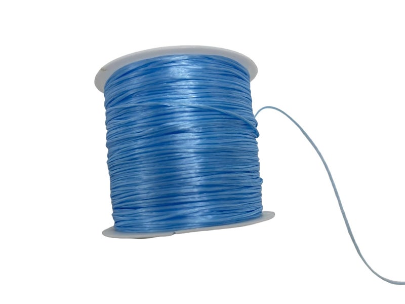 Self Lub Elastic Crystal Stretch Cord for Jewelry Making – Flat Beading Thread for Bracelets, Anklets, DIY Crafts – Durable, Clear Elastic String for Beads & Charms (Blue, 50 Meter, 0.5 mm) - Image 1
