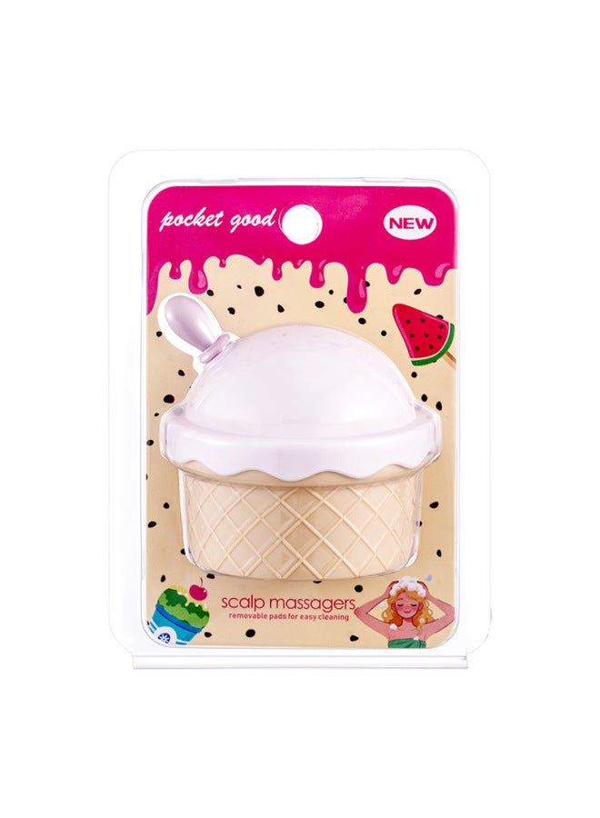 Ice Cream Shaped Wet And Dry Cleaning And Anti-itch Shampoo Brush Portable Universal Soft Tooth Cleaning Dandruff Massage Brush