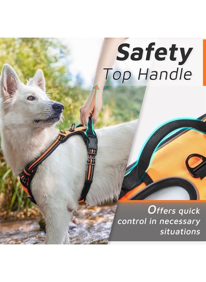 Eagloo Dog Harness for Large Dogs No Pull, Front Clip Dog Walking Harness with Reflective Adjustable Soft Padded Vest and Easy Control Handle, No-Choke Pet Harness with 2 Metal Rings, Orange, L - Image 4
