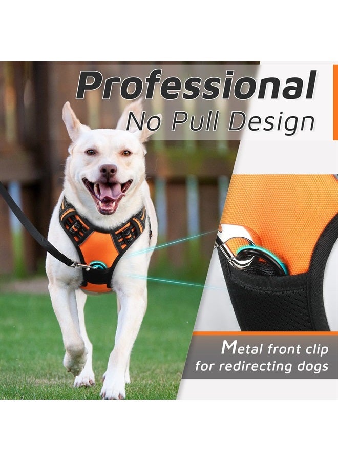 Eagloo Dog Harness for Large Dogs No Pull, Front Clip Dog Walking Harness with Reflective Adjustable Soft Padded Vest and Easy Control Handle, No-Choke Pet Harness with 2 Metal Rings, Orange, L - Image 3