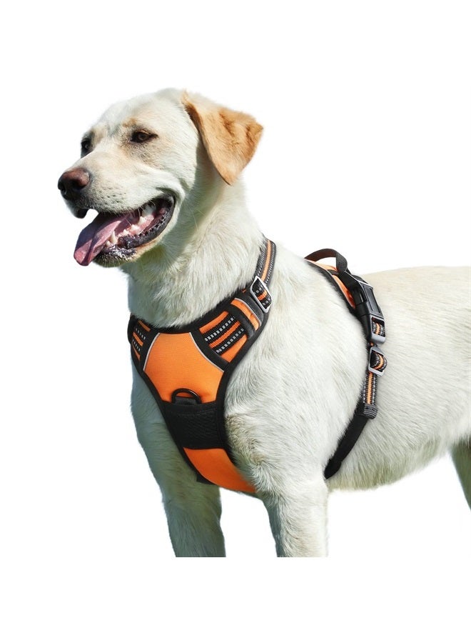 Eagloo Dog Harness for Large Dogs No Pull, Front Clip Dog Walking Harness with Reflective Adjustable Soft Padded Vest and Easy Control Handle, No-Choke Pet Harness with 2 Metal Rings, Orange, L - Image 1