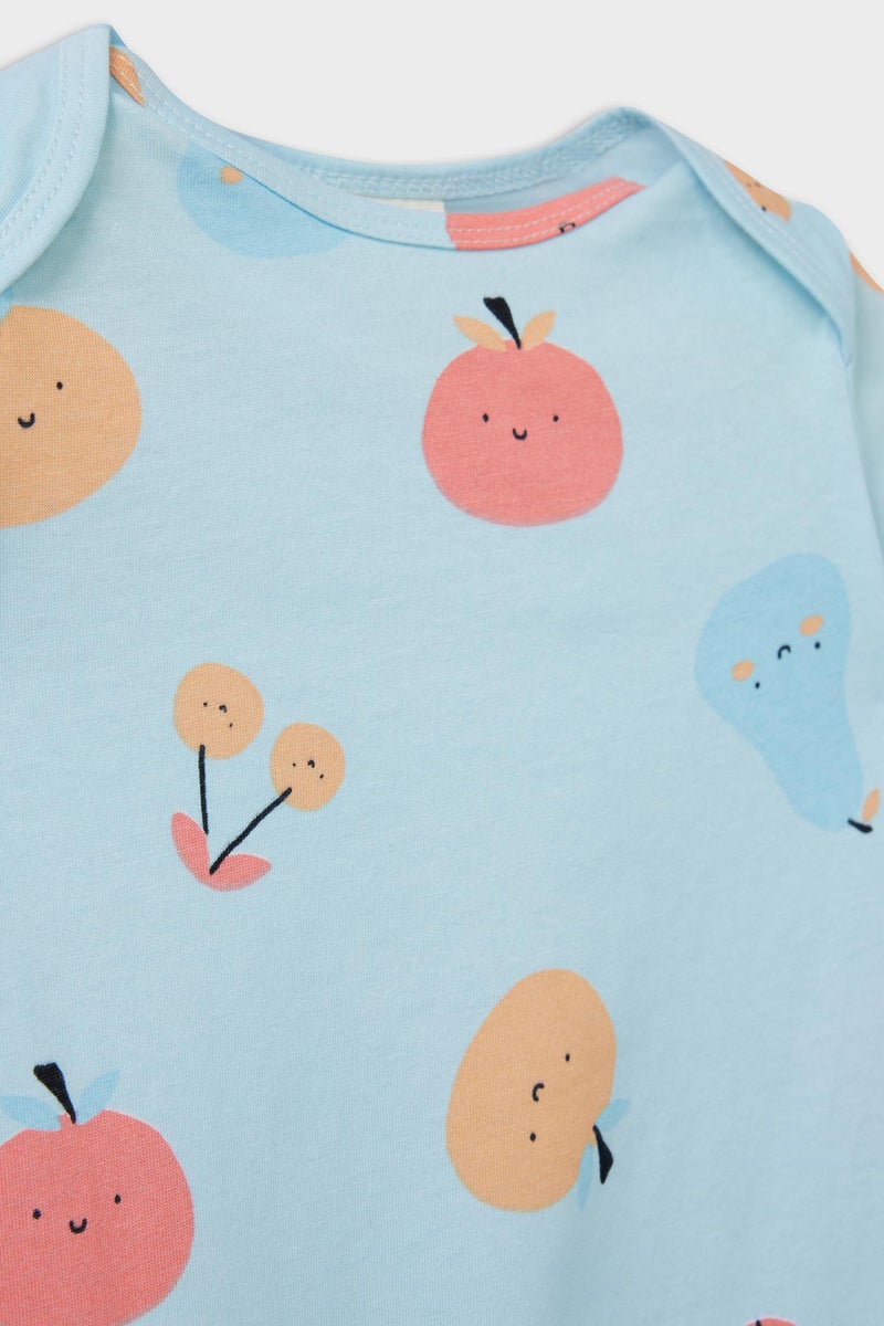 DeFacto Blue BabyGirl Girl Newborn Fruit Printed Cotton Jumpsuit Casual - Image 2