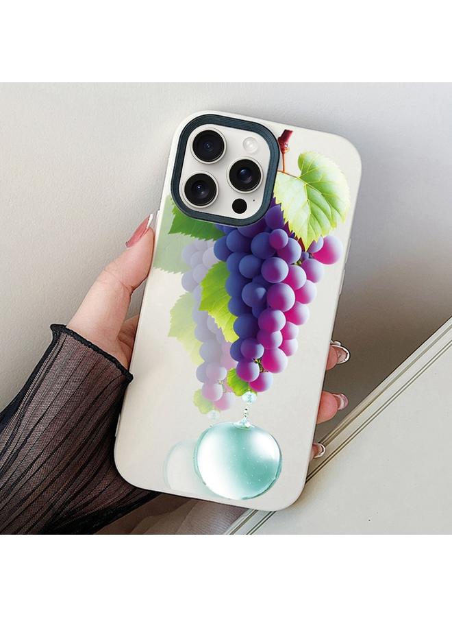 اس-توب جراب لهاتف iPhone 14 Pro Max بنمط عنب من مادة البولي يوريثين الحراري الهجينة PC - Image 1