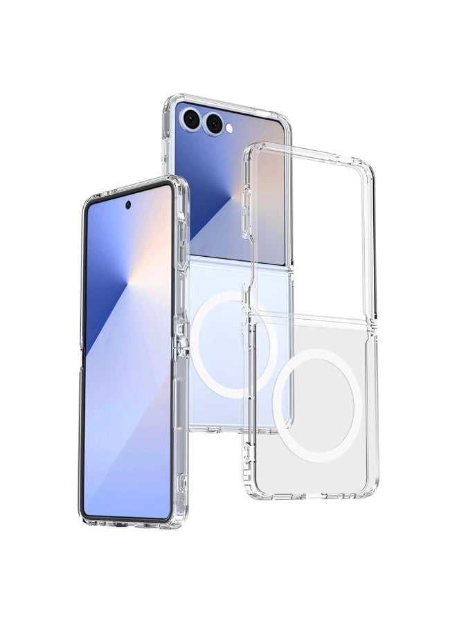 جراب شفاف مغناطيسي لهاتف سامسونج جالاكسي Z Flip 7 – متوافق مع MagSafe، قوة مغناطيسية قوية، خامة PC عالية الجودة، حواف مقاومة للصدمات - Image 1