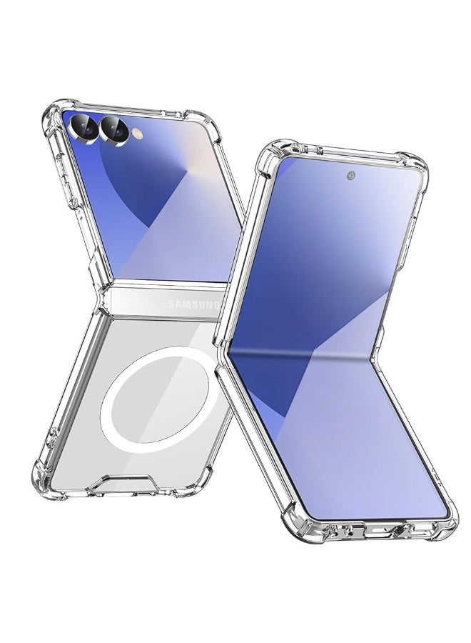 جراب شفاف مغناطيسي لهاتف سامسونج جالاكسي Z Flip 7 – متوافق مع MagSafe، قوة مغناطيسية قوية، خامة PC عالية الجودة، حواف مقاومة للصدمات - Image 2