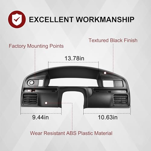 JDMSPEED Dashboard Instrument Cluster Panel Bezel Black Replacement For Ford F250 F350 F Series Super Duty 7.3L V8 Diesel 1994-1997 F4TZ-15044D70-C F4TZ15044D70C Surround Trim for Instrument Cluster Dash Panel - Image 5