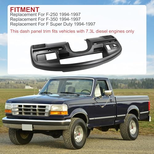 JDMSPEED Dashboard Instrument Cluster Panel Bezel Black Replacement For Ford F250 F350 F Series Super Duty 7.3L V8 Diesel 1994-1997 F4TZ-15044D70-C F4TZ15044D70C Surround Trim for Instrument Cluster Dash Panel - Image 3