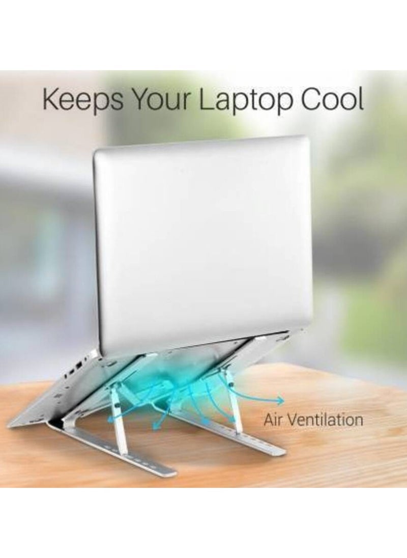 Laptop Stand with 7 Adjustable Levels – Ergonomic Design, Multifunctional for All Laptops, Silver – Sturdy, Foldable, Portable & Heat Dissipation, Perfect for Desk & Office Use