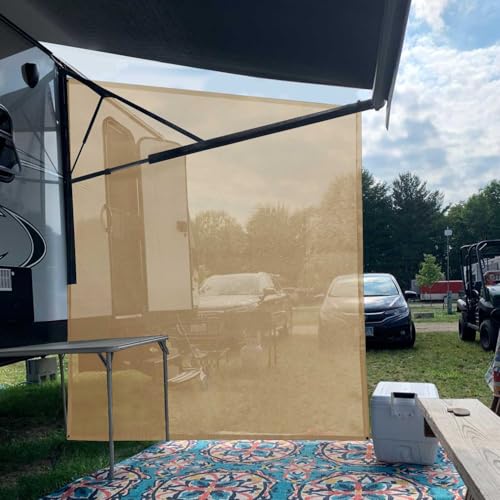 Tentproinc RV Awning Side Shade Screen 9'X7' - Beige Mesh Screen Sunshade Complete Kits Camping Trailer Canopy UV Sun Blocker - 3 Year Warranty - Image 5