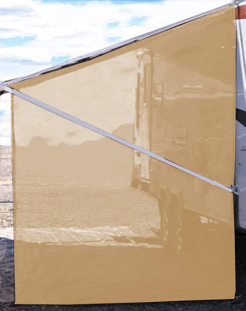 Tentproinc RV Awning Side Shade Screen 9'X7' - Beige Mesh Screen Sunshade Complete Kits Camping Trailer Canopy UV Sun Blocker - 3 Year Warranty - Image 1