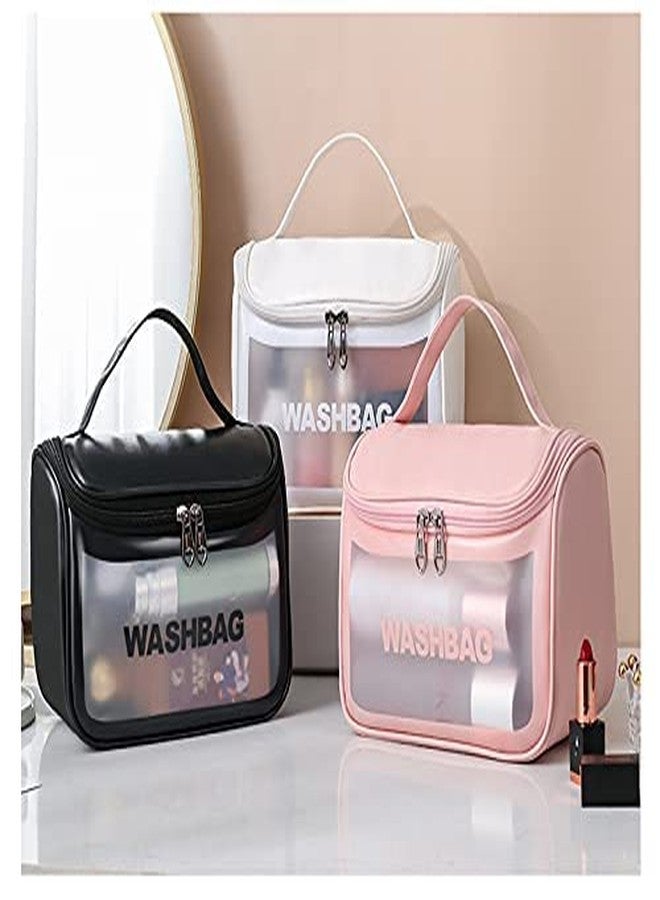 AAGNA Multipurpose Clear Toiletry Bag, Makeup Pouch Cosmetic Bag, Transparent Travel Storage Carry Pouch, Toiletries Bag and Cosmetics Organizer for Women and Men (Pink) - Image 5