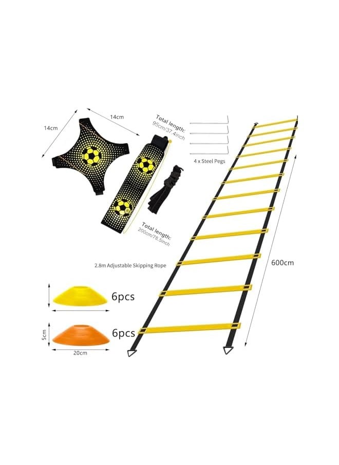 PROMASS Football Speed Agility Training Set Agility Ladder 12 Sports Cones And Football Kick Trainer Football Training Equipment Footwork Drills For Kids And Adults  - Image 3