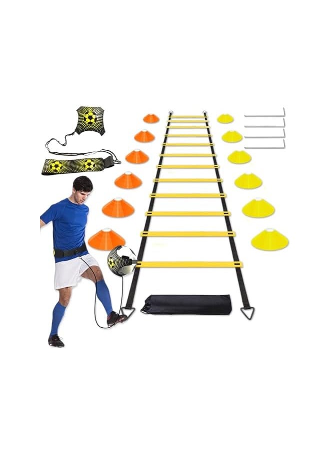 PROMASS Football Speed Agility Training Set Agility Ladder 12 Sports Cones And Football Kick Trainer Football Training Equipment Footwork Drills For Kids And Adults  - Image 2