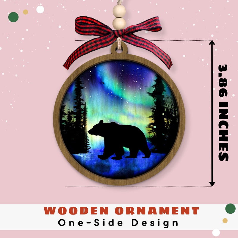 HUNIGIFT Bear Ornament - Bear Christmas Ornaments  Bear Ornaments for Christmas Tree - Gifts for Bear Lovers  Bear Lovers Gifts - Bear Gifts for Women  Men - Bear Christmas Ornament 2024 - Wood Ornament 2024 - Image 2