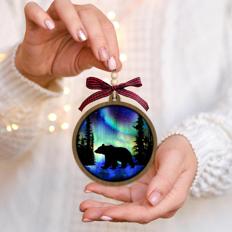 HUNIGIFT Bear Ornament - Bear Christmas Ornaments  Bear Ornaments for Christmas Tree - Gifts for Bear Lovers  Bear Lovers Gifts - Bear Gifts for Women  Men - Bear Christmas Ornament 2024 - Wood Ornament 2024 - Image 5