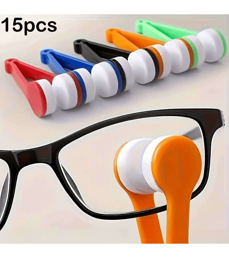 15 Pack Glasses Cleaning Brushes Portable Eyewear Wipe Cloth No Damage Lens Care Kit Home Office - Image 1