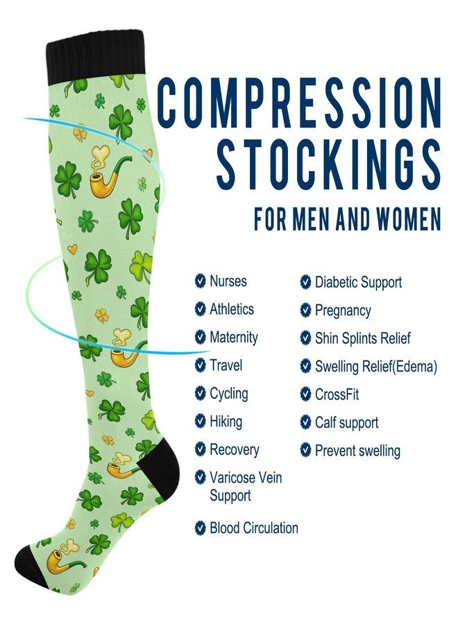 Wusikd St Patrick's Day Compression Socks for Women and Men Circulation Irish Shamrock Long Socks for Athletic Running 1 - Image 5