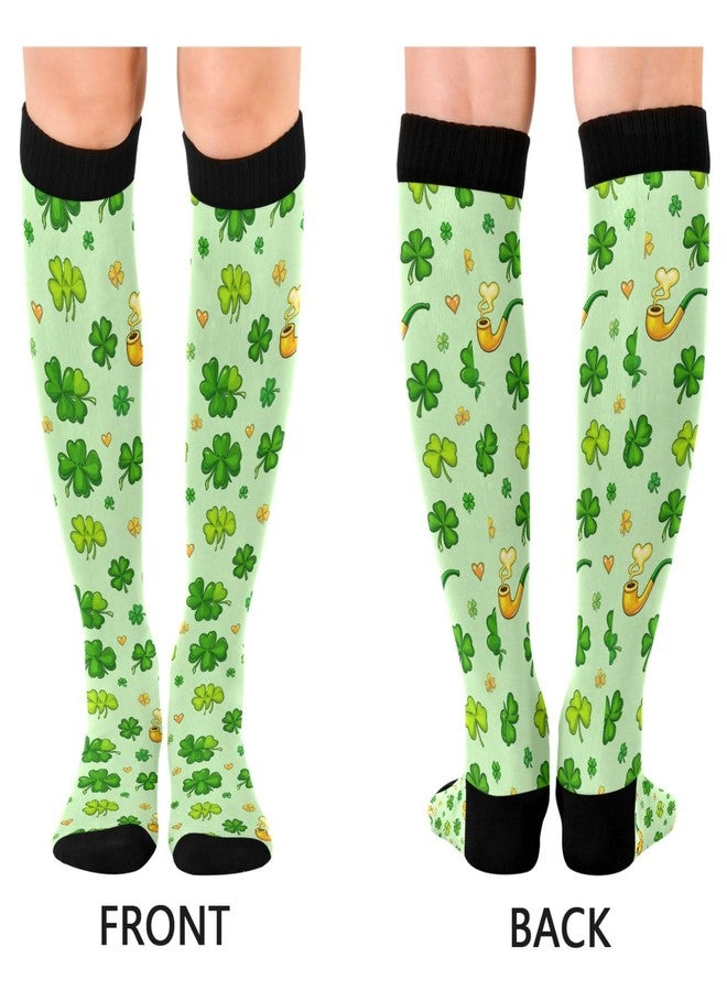 Wusikd St Patrick's Day Compression Socks for Women and Men Circulation Irish Shamrock Long Socks for Athletic Running 1 - Image 2