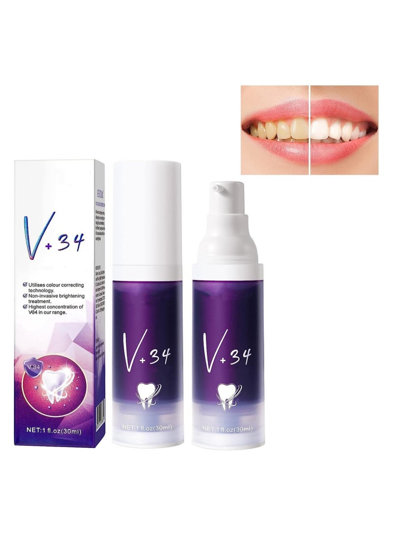 KASTWAVE Tooth Whitening Toothpaste, V34 Colour Correction Toothpaste, Purple Toothpaste, Teeth Whitening Fresh Breath, Sensitive Teeth Toothpastes Stain Removal for Yellow Teeth, 1Pack - Image 1