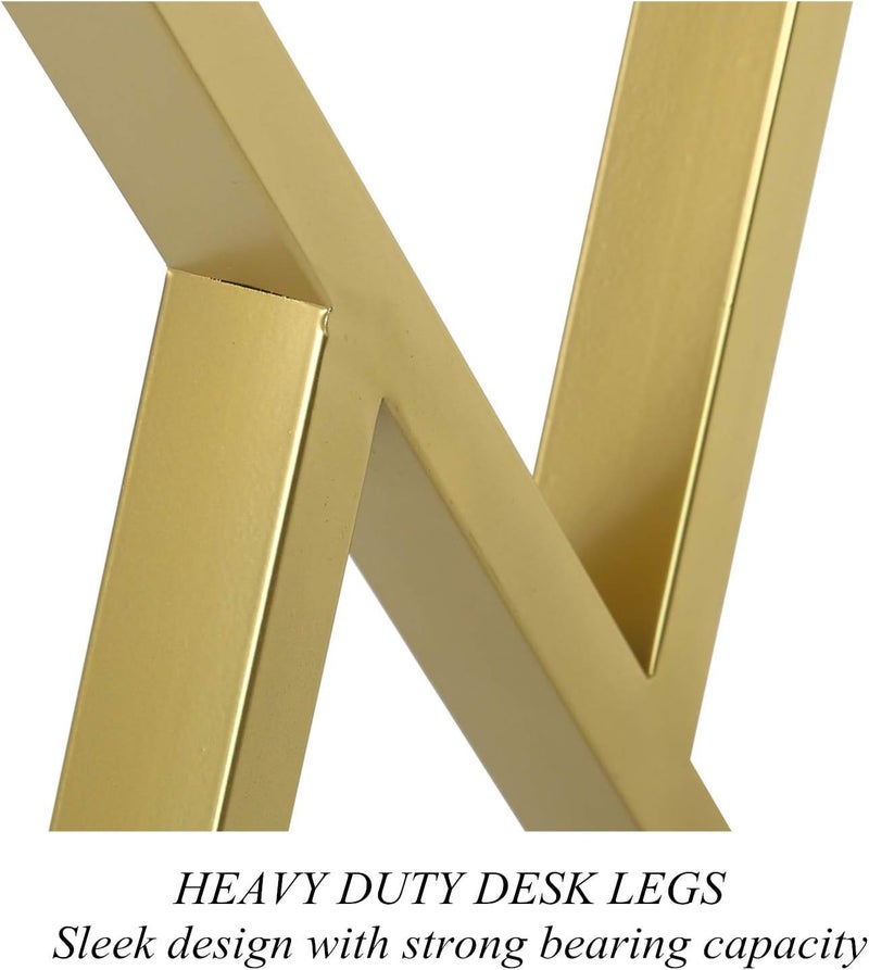 Ventuos Industrial Metal Table Legs H28 x W24 Heavy Duty Modern Furniture Legs for DIY Use Set of 2 Desk Legs Multiple Uses for Dinning TableCoffee TableKitchen TableTriangleShapeGold - Image 3
