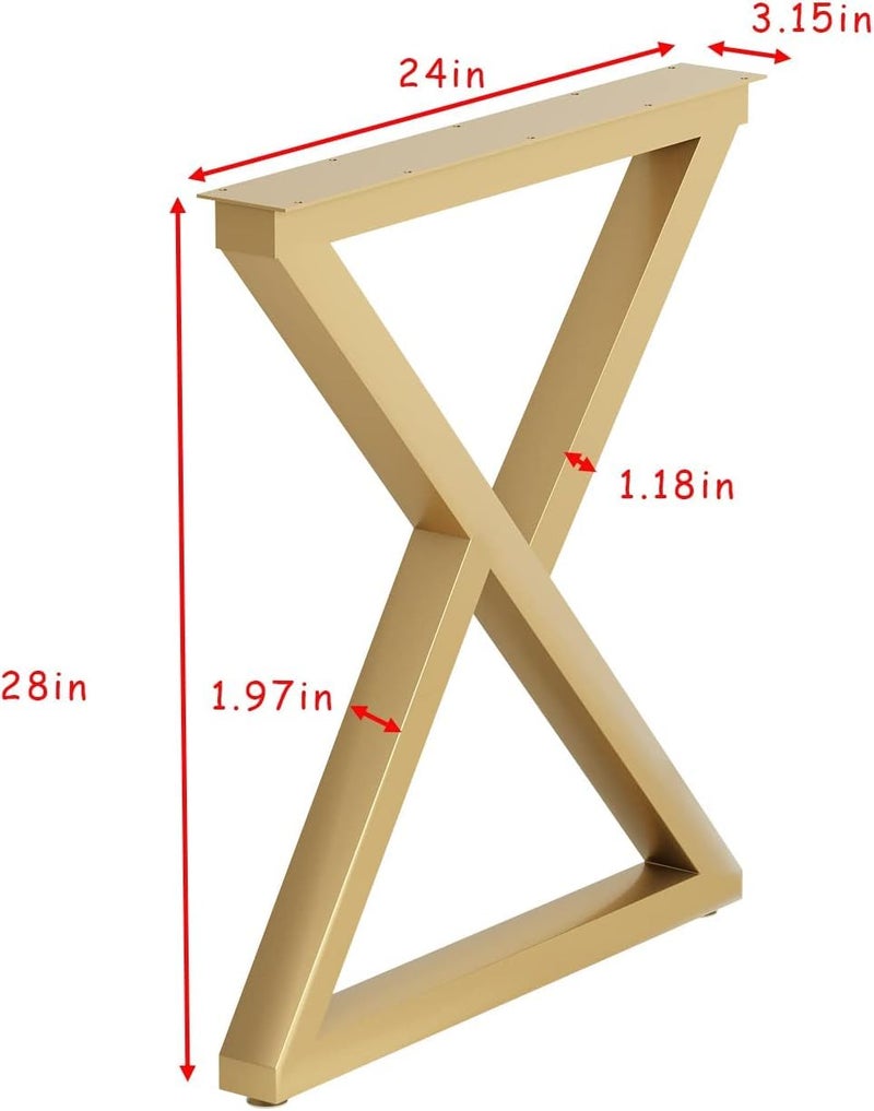 Ventuos Industrial Metal Table Legs H28 x W24 Heavy Duty Modern Furniture Legs for DIY Use Set of 2 Desk Legs Multiple Uses for Dinning TableCoffee TableKitchen TableTriangleShapeGold - Image 5