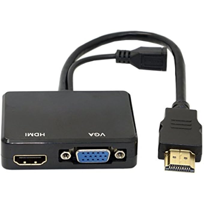 rayihni HD-213 HDMI TO VGA AND HDMI FEMALE SPLITTER WITH AUDIO VIDEO CABLE CONVERTER ADAPTER FOR HDTV PC MONITOR - Image 2