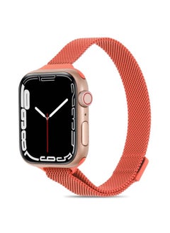 Replacement Strap Milanese Small Waist Watch Band For Apple Watch Ultra 49mm&Watch Ultra 2 49mm / Series 9&8&7 45mm / SE 3&SE 2&6&SE&5&4 44mm / 3&2&1 42mm Orange