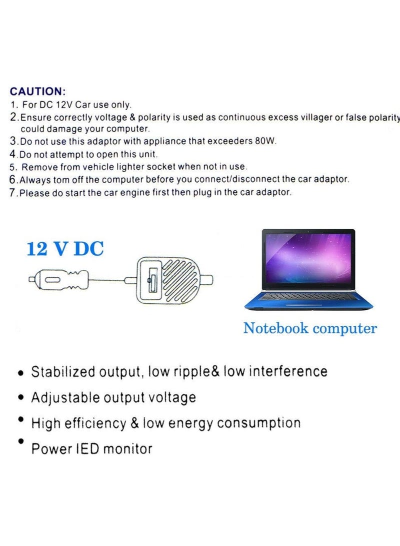 erorex Output Voltage Car Laptop Charger, 15-24V High Efficiency 80W Charger, for Laptop Notebook Home  - Image 3
