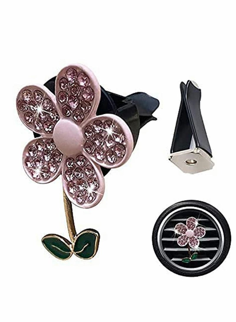 KASTWAVE Sun Flower Gold Yellow Pink Flower Car Air Fresher Car Aromatherapy Clip Sparkling Cute Flower Car Vent Decoration - Image 3
