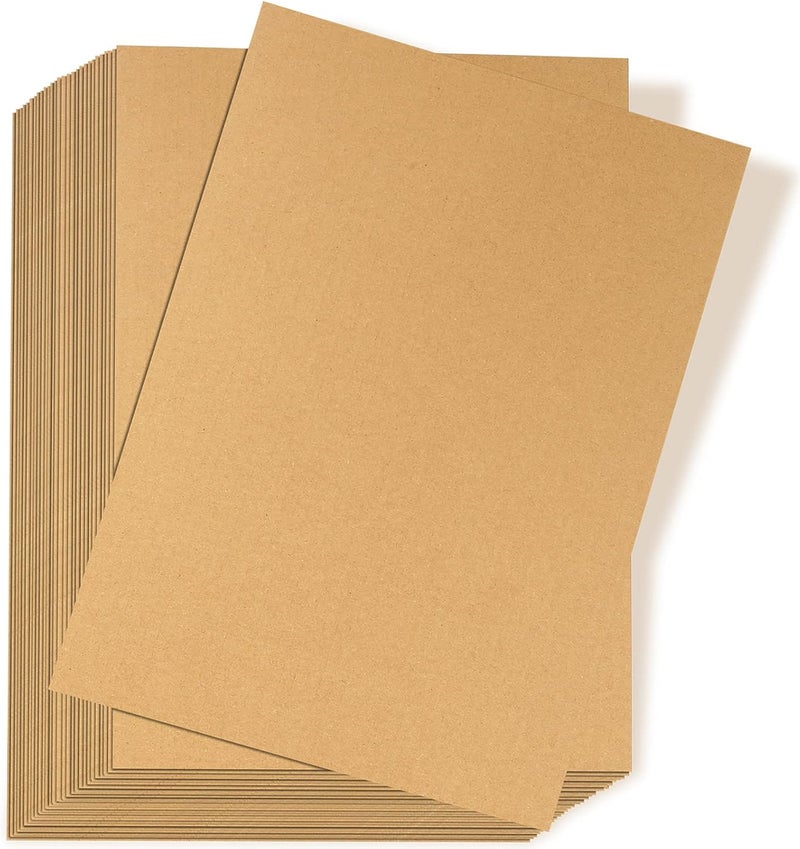 Zonon 50 Pack Brown Corrugated Cardboard Sheets (5 x 7 Inch) - Flat Inserts, Squares, Separators for Art Projects, DIY Crafts Supplies - Image 1