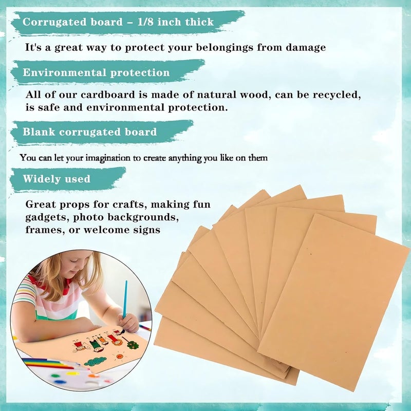 Zonon 50 Pack Brown Corrugated Cardboard Sheets (5 x 7 Inch) - Flat Inserts, Squares, Separators for Art Projects, DIY Crafts Supplies - Image 3