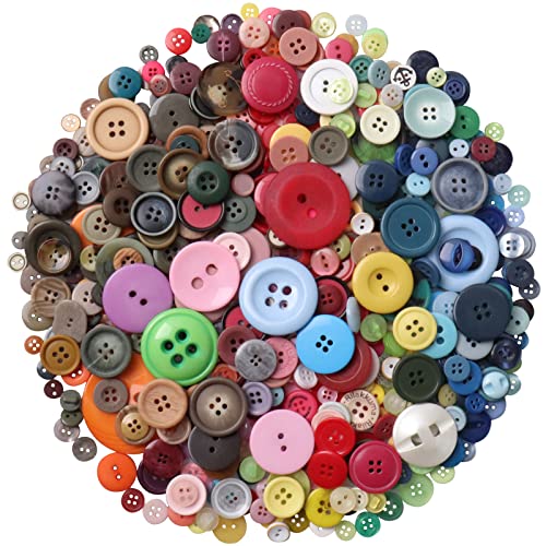 Tnstk 650 Pcs Round Resin Buttons - Assorted 2 & 4 Hole Buttons for Sewing, Crafts & DIY Projects (Multicolor) - Image 1