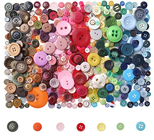 Tnstk 650 Pcs Round Resin Buttons - Assorted 2 & 4 Hole Buttons for Sewing, Crafts & DIY Projects (Multicolor) - Image 2