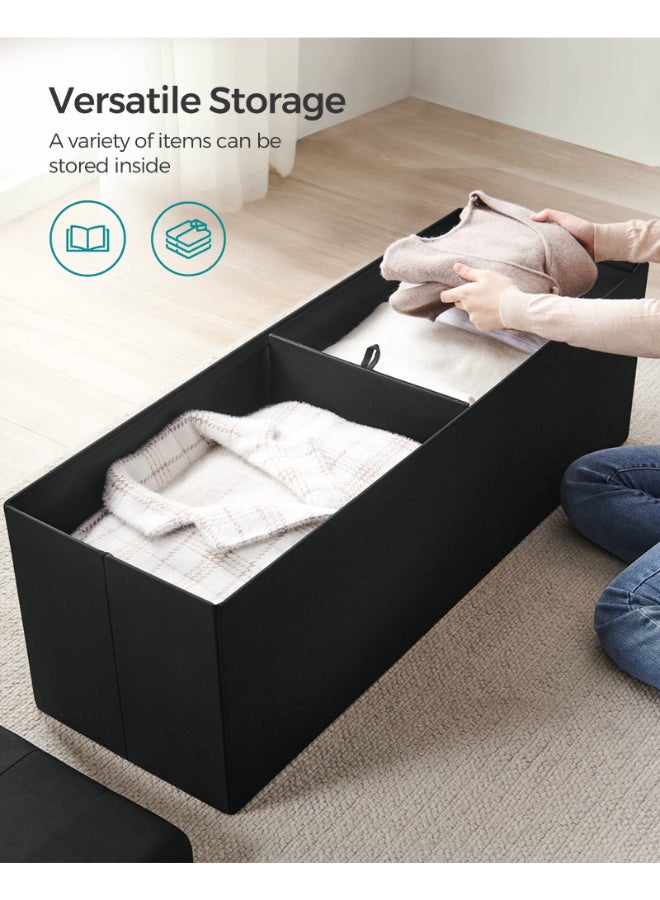 SONGMICS Stool with Storage Space,Folding Bench, 38 x 110 x 38 cm Footstool, Storage Box, Maximum Load 300 kg, for Living Room, Bedroom, Hallway, Ink Black - Image 3