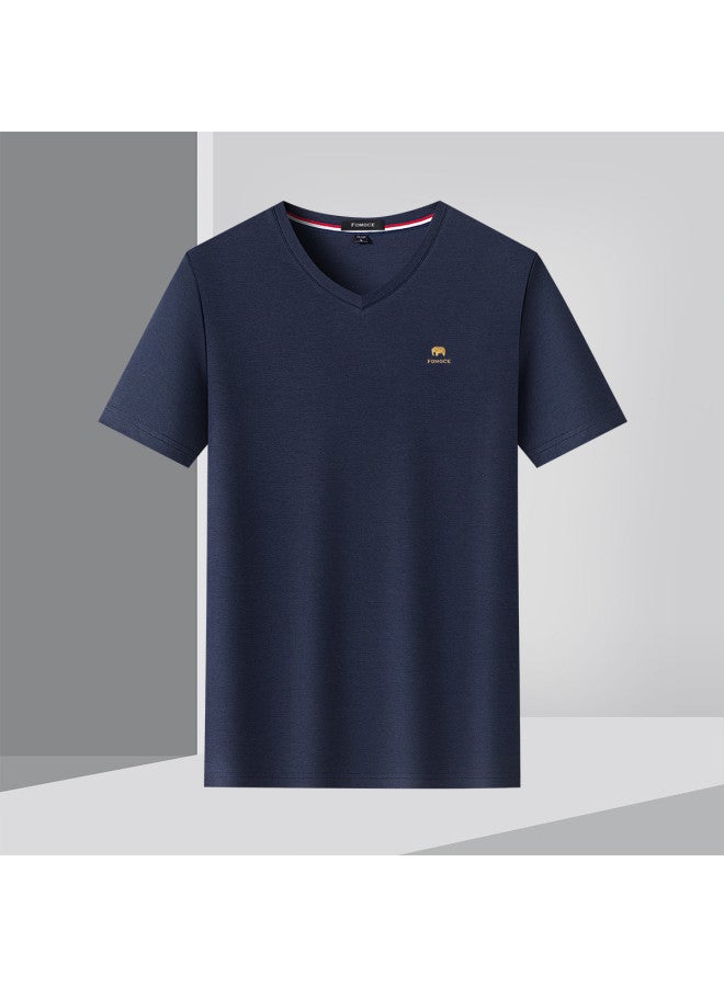 Fomoce fashion Casual T-shirt Summer Minimalist Versatile Short Sleeve Men's - Image 4