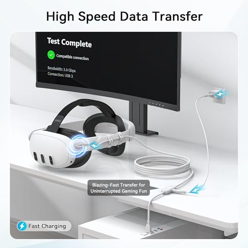 AMVR 16FT(5M) Link Cable with Charging Compatible with Meta Quest 3/3S/Pico 4 Accessories and PCVR/SteamVR. USB 3.0 to USB C Link Cable with 5Gbps Super Speed, Charge & Link Simultaneously - Image 3