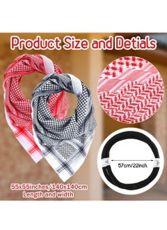 Generic Arab Keffiyeh Shemagh Turban, Arabian Costume Muslim Headscarf with Aqel Rope, Middle Eastern Desert Arabian Shawl Palestine Traditional Arabia Headscarf for Men, 2 Patterns  - Image 3